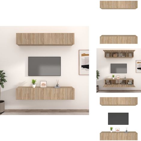 TV-Schränke 4 Stk. Sonoma-Eiche 80x30x30 cm Holzwerkstoff - TV Schrank - Holzwerkstoff Möbel - Wandregal - Wohnzimmereinrichtung - Sonoma Eiche (1/5)