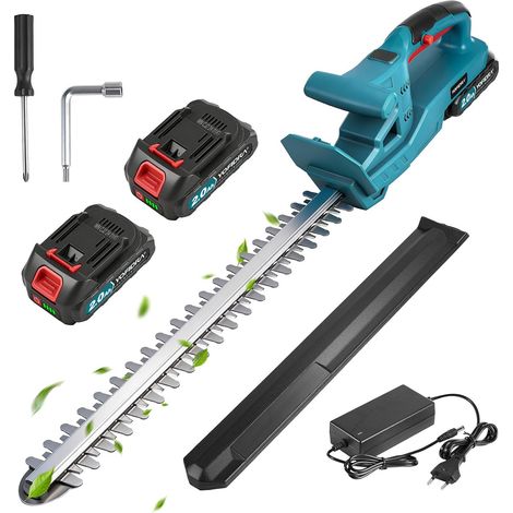 Taille Haie Batterie, avec 2 Batteries 2.0Ah, 50cm Coupe Longueur Taille-Haie Électrique sans Fil, Lames Double Action 15mm, Taille Haie Léger avec Housse de Protection (1/5)