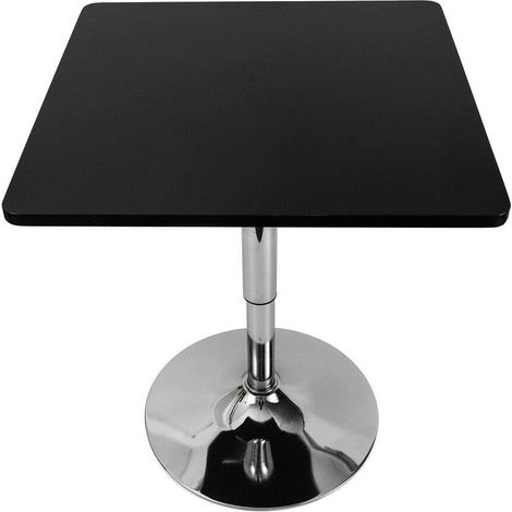 60x60 cm Bistrotisch Quadratisch Bartisch höhenverstellbar Runder Boden Edelstahl Schwarz (1/5)