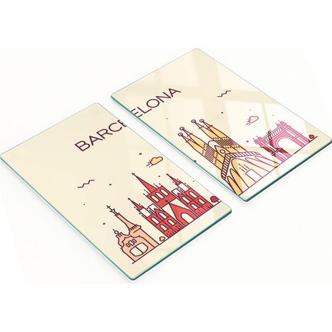 Taglieri da cucina in vetro con scritta grafica Barcelona, 2x30x52 cm (1/5)