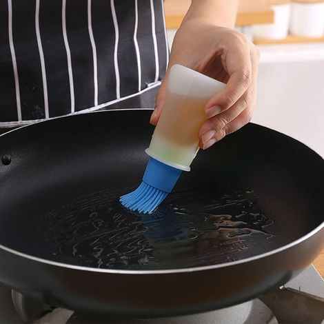 Silikonpinsel für Ölflaschen mit Deckel, abgestufter Grillpinsel, Saucenpinsel, Butterpinsel, blauer Pinsel für Küchenutensilien. (1/4)