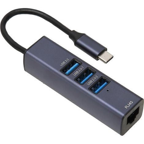 Adaptateur USB-C vers Ethernet RJ45 Gigabit Ethernet 4 en 1 avec compartiment de rangement pour ordinateurs portables (1/5)