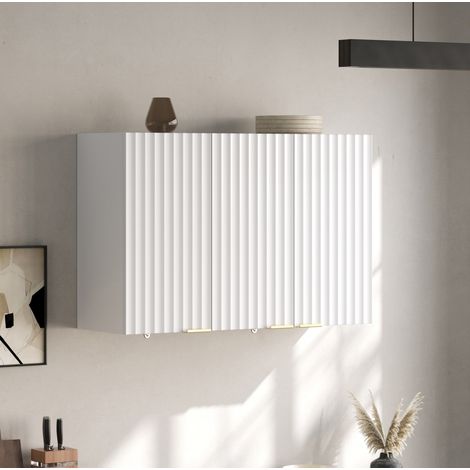 Mueble de cocina mural de 3 puertas, 90 x 29 x 60 cm, en MDF blanco OKMYHOME (1/5)