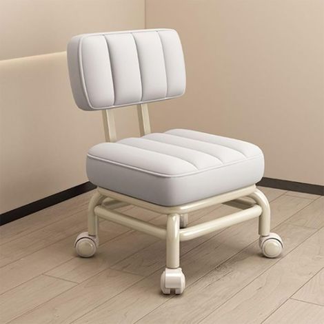 Tabouret roulant bas en PU avec roulettes universelles, siège carré pour atelier, garage, bureau et maison (1/5)