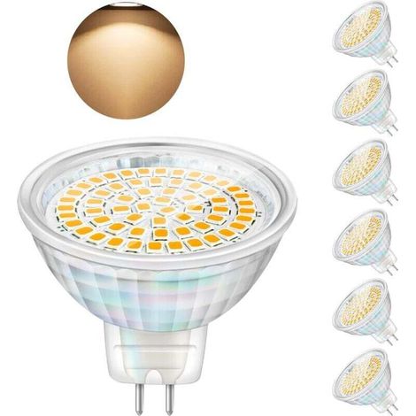Ampoules LED GU5.3 5W 12V MR16 (remplace les spots halogènes), 460 lumens, blanc chaud 3000K, non dimmables, lot de 6-AquaForge (1/5)