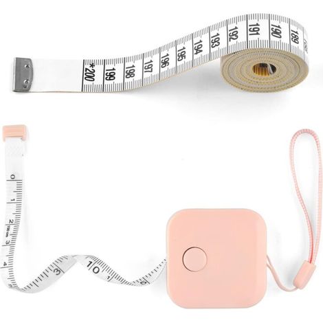 Lot de 2 rubans à mesurer - Pour le corps, les tissus à coudre et l'artisanat, rétractable, réversible, 1,5 m, rose (1/5)