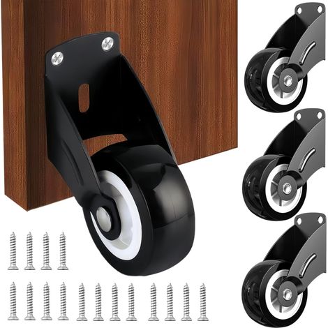 4-Pack 2" Door Wheels, Anti-Sag Door Bottom Support Wheels, Anti-Friction Casters for Repairing Falling Wooden Doors, Vertical Mounting and Furniture Fixing Rollers (1/5)
