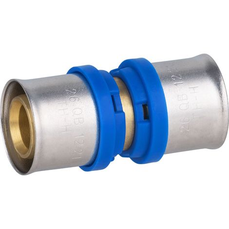 Noyon & Thiebault – Raccord multicouche sertir Ø26mm – Jonction égale en inox avec bague HDPE – Étanchéité renforcée avec joints toriques EPDM – Norme NF