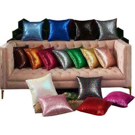 1 Housse de coussin, Sequins, 45x45 cm, Double face, Décoration intérieur, Canapé Mariage Noël (1/5)