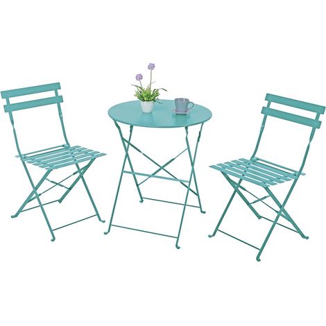 Set tavolino e sedie da giardino in acciaio pieghevoli Dalia blu (1/4)