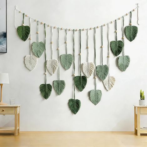 Arazzo da parete in macramè di grandi dimensioni (119 x 74 cm) – Arazzo in stile bohémien chic. Ideale per la camera da letto, l'appartamento, il soggiorno o come sfondo decorativo. (1/5)