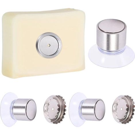 Jabonera magnética, no requiere taladrar, dispensador de jabón con ventosa, acero inoxidable, apto para cocina y baño. (1/4)