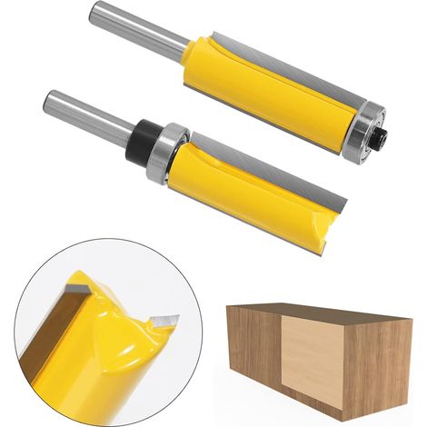 2-teiliges 8-mm-Bündigfräser-Set — Holzbearbeitungs-Fräser mit Ober- und Unterlager