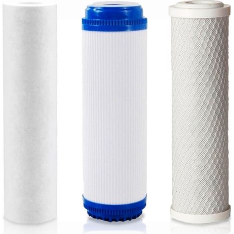 Rosmmel – Pack de 3 filtres osmose inverse 5 étapes – Filtre sédiments PP 5 microns – Charbon actif GAC et CTO – Compatible systèmes 10"