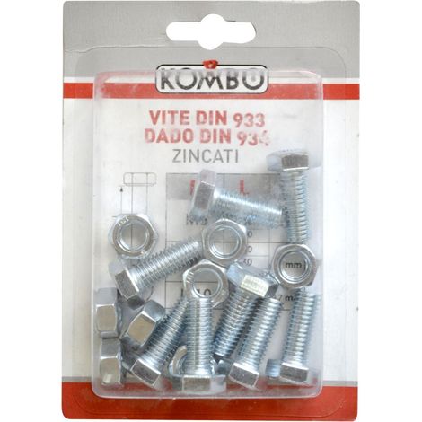 SET DI 8 VITI M8 X 20 DIN933 CLASSE DI RESISTENZA 4.8