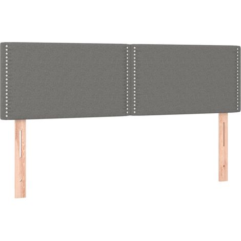 Tête de lit accessoire couchage chambre à coucher meuble en 2 parties 72 x 5 x 78/88 cm tissu gris foncé TDL0206370