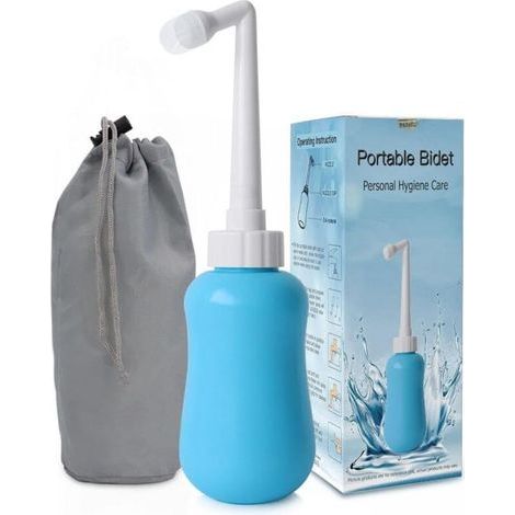Tragbares blaues Bidet, 350 ml Fassungsvermögen, für die Wochenbettpflege, aus weichem EVA/ABS-Material, mit einziehbarer Düse, perfekt für Reisende und die Wochenbettpflege. (1/5)