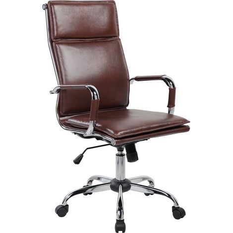 Poltrona da Ufficio Presidenziale Dallas con Braccioli 54x63x106-116 cm in Pelle Sintetica Cuoio (1/5)