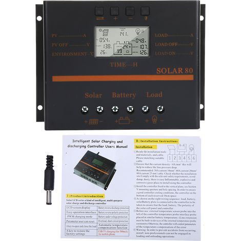 80A 12V/24V PWM-Solarladeregler mit LCD-Anzeige für Solarmodule (1/5)