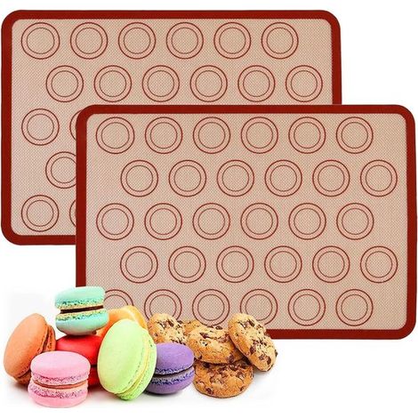 Lot de 2 tapis de cuisson macarons – Antiadhésifs – Réutilisables – Pâtisserie, biscuits, pain (1/5)