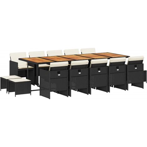 Maison Exclusive - 15-tlg. Garten-Essgruppe mit Kissen Schwarz Po (1/5)