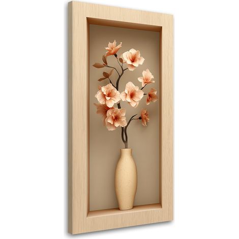 Tableau déco Fleurs dans un vase dans un renfoncement 3D 40x80 (1/4)
