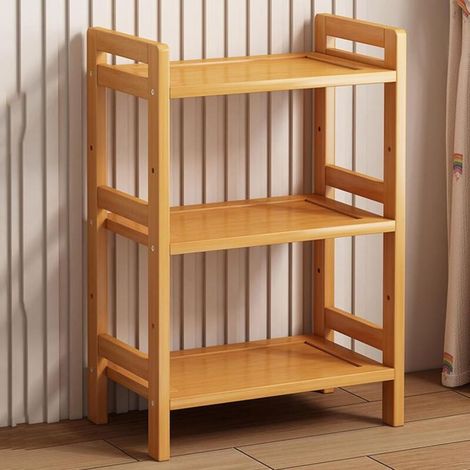 Étagère de rangement en bambou à 3 niveaux – rangement durable et gain de place pour la cuisine, la salle de bain et le salon, étagère autoportante avec trois plateaux, idéale pour la chambre et la sa (1/5)