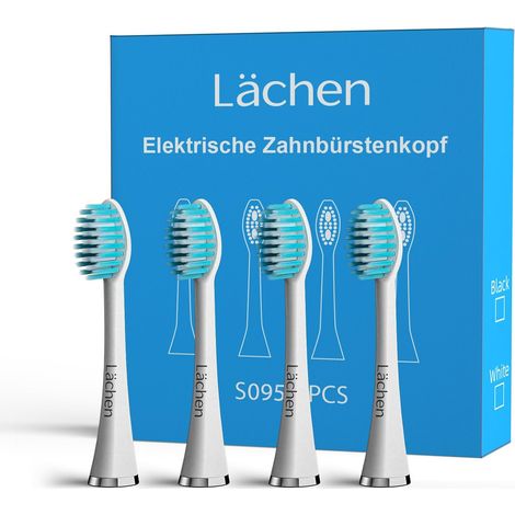 Lot de 4 têtes de brosse de rechange, poils très doux, convient aux personnes ayant des cavités buccales sensibles, S095 blanc (1/5)