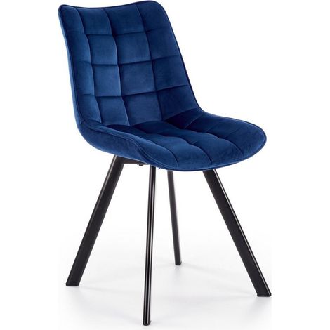 Chaise contemporaine en velours bleu avec pieds en métal noir LIBERTY (1/5)