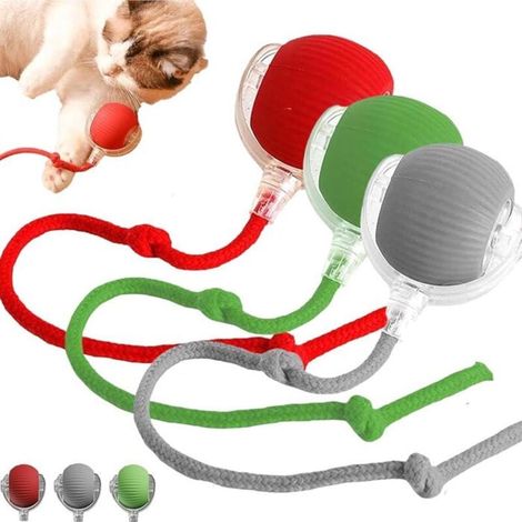 3er-Pack interaktives Katzenspielzeug, per USB wiederaufladbare gestreifte Rollbälle, automatisch drehendes Spielzeug – alle Größen (1/4)