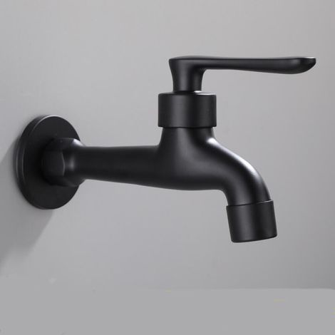 Grifo negro de agua fría, grifo mural para fregadero de fregona, grifo monomando, grifo de agua fría, grifo de jardín, modelo largo. (1/5)
