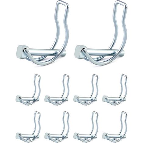 Goupille de verrouillage en forme D – Acier au carbone galvanisé – Lot de 10 pièces – Dimensions 6 x 45 mm pour attelage remorques