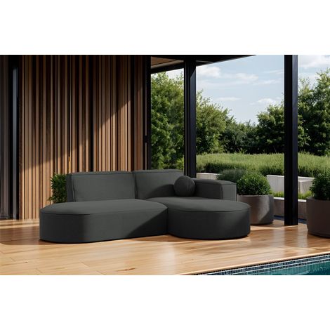 Garten Ecksofa SUNDAY XS in wetterfester Stoff ART-N Anthrazit Ottomane Rechts (1/2)