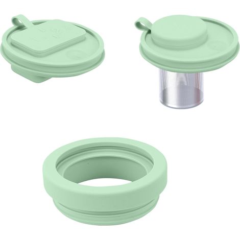 Coperchio per tazza da 40 oz, coperchio con cannuccia e imbuto, organizer per pillole, coperchio sigillante per tazza con isolamento sottovuoto, verde, taglia unica (1/5)