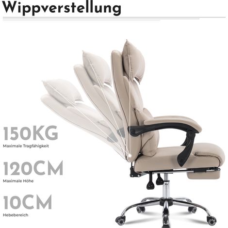 Fauteuil de bureau ergonomique beige avec soutien lombaire réglable et revêtement en tissu (1/5)