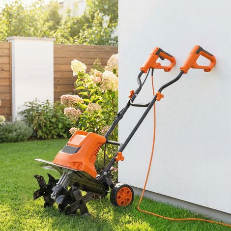 Motobineuse Électrique Motoculteur 1500W 6 Lames 65Mn Largeur 40cm Profondeur 20cm Pliable et Étanche IPX4 Orange (1/5)