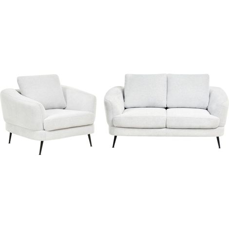 Living Room Set 3 Seater KJAER Fabric Off-White