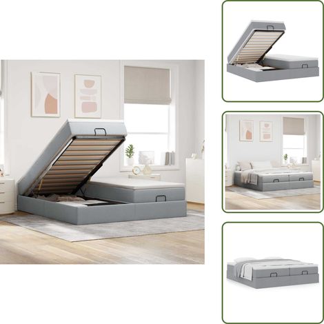 Letto matrimoniale - vidaXL Struttura Letto Pouf con Materassi 180x200 cm in Tessuto - Letto con struttura