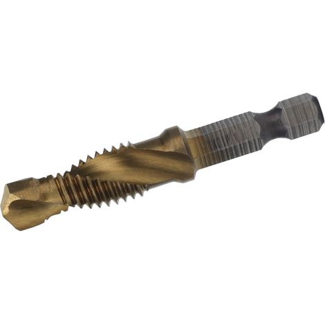Foret taraudeur à tige hexagonale M10 revêtu de titane, foret taraudeur combiné à filetage métrique, adapté au bois. (1/5)
