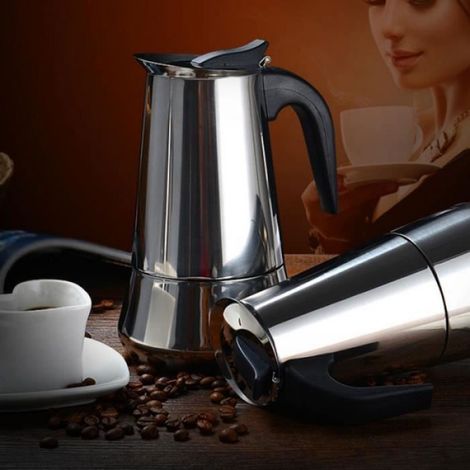 Cafetière Moka - Inox - 650ml - 2 à 12 tasses - Acier inoxydable - Pour adultes (1/4)