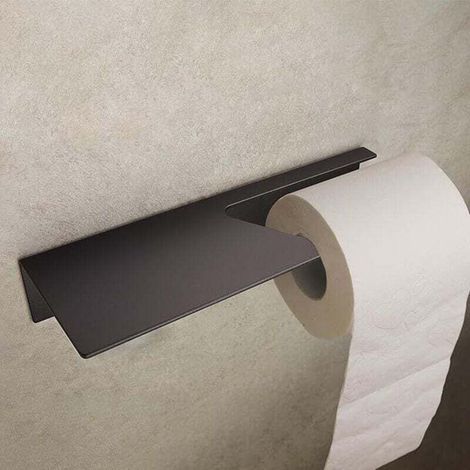 Design Hambourg Porte Papier Toilette sans Percer I Support Papier Toilette Salle de Bain Mural Auto Adhésif I Porte-Rouleau Papier WC I Noir Mat (1/4)