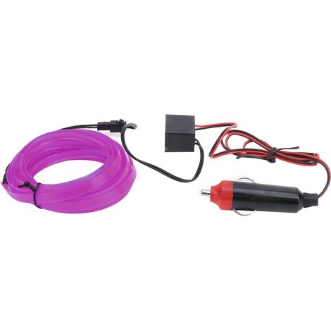 GARRYFIZH Bande LED pour éclairage intérieur de voiture, 3 mètres, allume-cigare, Tube de fil de conduite, néon violet clair