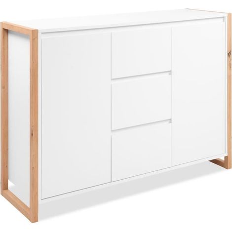 Buffet - DENVER - Chene artisan / Blanc - 2 portes - 3 tiroirs - 120 x 40 x 88 cm (1/5)