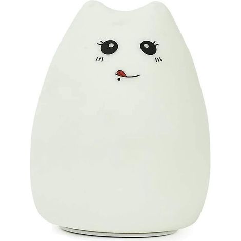 Veilleuse, lampe chat en silicone, lampe de chevet enfant LED, adorable lampe chat en silicone pour enfants, 7 couleurs clignotantes, rechargeable par USB, changement de couleur, veilleuse bébé (1/5)
