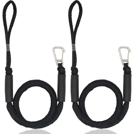 Festmacherseil, Bootsstegzubehör, doppelt geflochtenes Dockseil, Dockseil mit Haken, Festmacherseil für Boote, Kajak, Jetski, Ponton, Kanu (schwarz) (1/5)