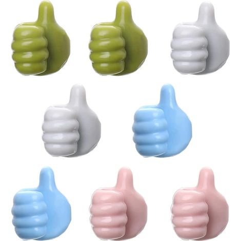 8 Pièces Crochets Auto-adhésifs Silicone, Crochets Adhésifs Multifonctions, Crochet de Pouce Adhésif créatif, pour Armoires de Cuisine, Salle de Bain, Clés, Serviettes, Peignoirs (1/5)