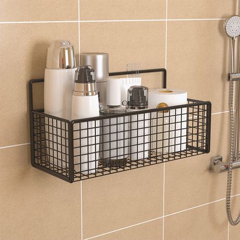 Etagere Murale - Etagere Metalique Pour Epices Et Salle De Bain - Design Aeration - Noir - 15 x 10 x 10 cm - 1 Unite (1/5)