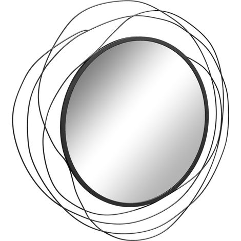 Miroir rond en métal filaire noir, décoration moderne, diamètre 65 cm (1/5)