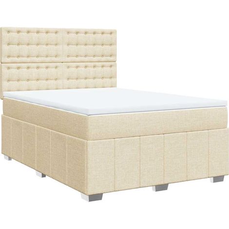 Maison Exclusive - Giroletto a Molle con Materasso Crema 140x19 cm in Tessuto