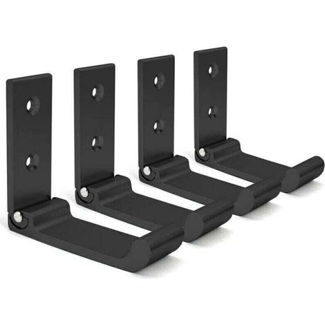 ALLIANDISCrochets muraux pliables, porte-casques muraux (lot de 4), crochets porte-manteaux dissimulés, crochets muraux en aluminium avec vis, pour suspendre manteaux et serviettes (noir). (1/4)